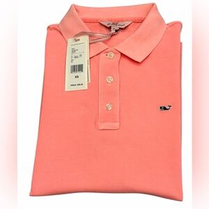 Vineyard Vines Short Sleeve Stretch Polo Pink/Peach‎ Women's Size XS NWT